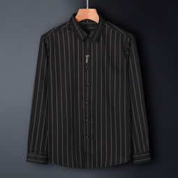 湯河之家 2019秋季新款長(zhǎng)袖襯衫男青年時(shí)尚修身精品刺繡條紋襯衣男裝c