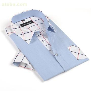 【淡藍色拼接款牛仔襯衫男 商務襯衫襯衣品牌 男士襯衫T恤廠家專注】502,價格,廠家,圖片,供應商,襯衣,義烏市大方制衣 - 產品庫 - 阿土伯交易網