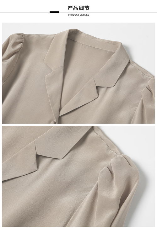 湯河店 南油高檔精品女裝2019春夏新款純色v領(lǐng)重磅真絲西裝領(lǐng)女襯衫