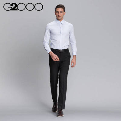 G2000男裝方領(lǐng)純棉男士長(zhǎng)袖襯衫商務(wù)正裝休閑百搭襯衣56040507 62淺藍(lán) 05 - 京東