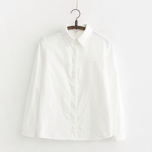 新款學生白色純棉襯衫打底襯衣上衣女長袖百搭簡約基礎(chǔ)款2025春季