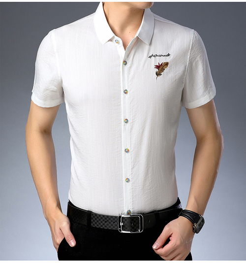 夏季短袖襯衫男中年男裝冰絲休閑印花寬松免燙中老年人半袖爸爸裝 wt